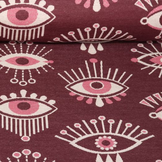 Jersey jacquard bio - Hamburger Liebe Magical Shimmer Eye of Enlightment Bordeaux