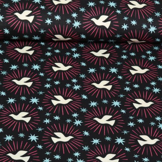 Mousseline bio - Hamburger Liebe Impression digitale Magical Shimmer Of Spirit Noir