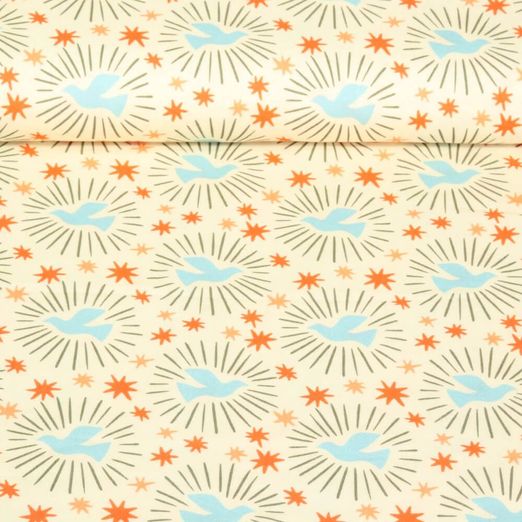 Mousseline bio - Hamburger Liebe Impression digitale Magical Shimmer Of Spirit Ecru