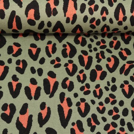 Jersey jacquard bio - Hamburger Liebe Magical Shimmer Safari Léopard Vert