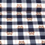 Flanelle de coton - Carreaux Ours Bleu marine