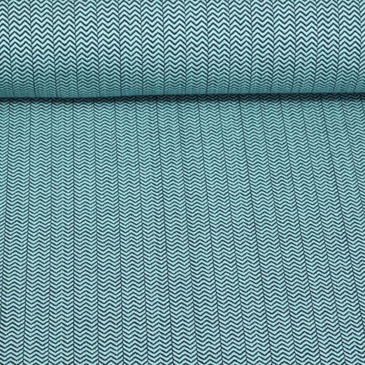 Bio Jacquard Jersey - Hamburger Liebe Magical Shimmer Zic Zac Knit Blau