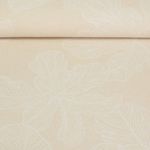 Toile jacquard - Fleurs Feuilles Beige