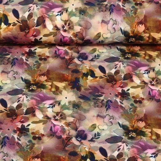 Romanit-Jersey - Blumen Ocker 