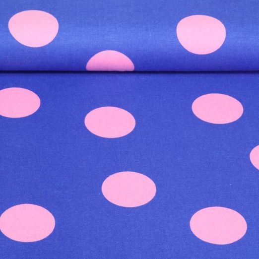 Flanelle de coton - Gros pois Bleu roi