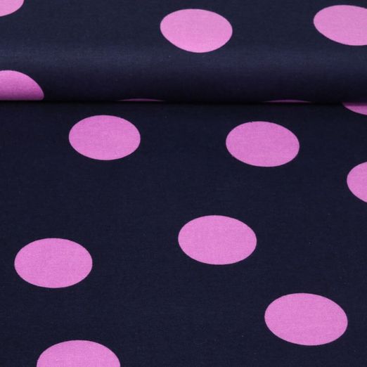 Flanelle de coton - Grois pois Bleu marine