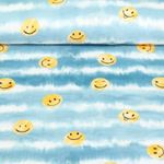 Baumwoll-Musselin - Double Gauze Digitaldruck Smileys Petrolblau
