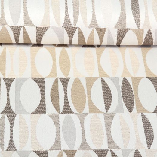 Canvas Jacquard - Retroellipsen Weiß Grau