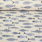 Canvas Jacquard - Fische Grau