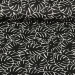 Toile jacquard - Feuilles de monstera Noir