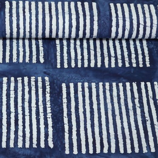 Baumwoll-Webware - Batik Streifen Indigoblau