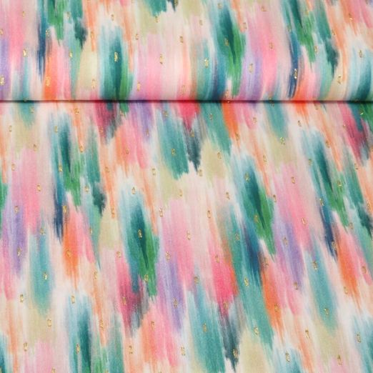 Viscose - Rayures Abstrait Lurex Vert Rose
