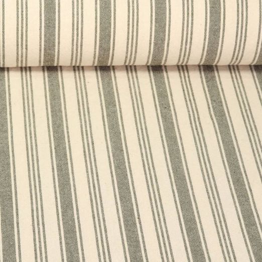 Tissu coton - Torchon de cuisine Rayures Beige Kaki