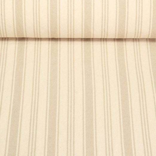 Baumwolle Webware - Küchentuch Streifen Beige Natur