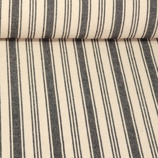 Baumwolle Webware - Küchentuch Streifen Beige Schwarz