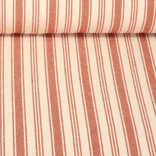 Tissu coton - Torchon de cuisine Rayures Beige Rouille