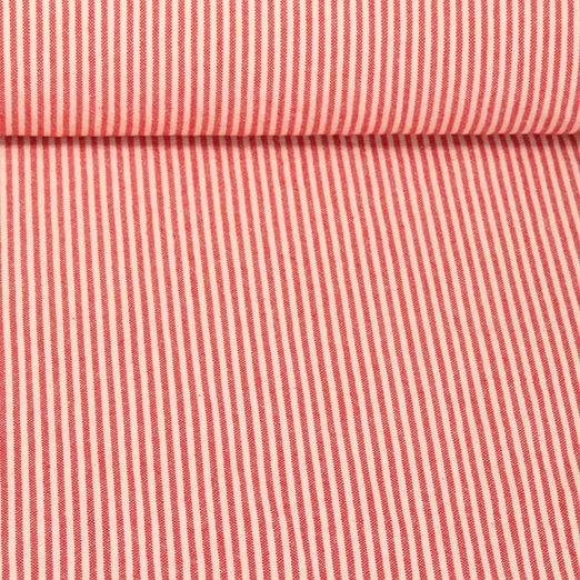 Tissu coton - Torchon de cuisine Mini Rayures Beige Rouge