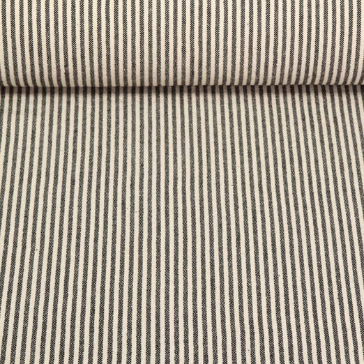 Tissu coton - Torchon de cuisine Mini Rayures Beige Noir