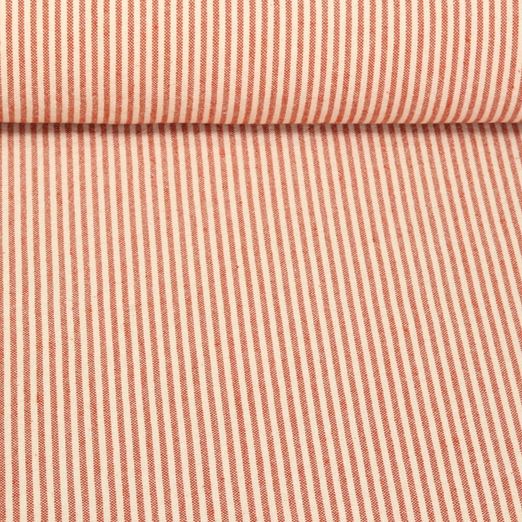 Tissu coton - Torchon de cuisine Mini Rayures Beige Rouille