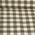 Tissu coton - Torchon de cuisine Carreaux Beige Kaki