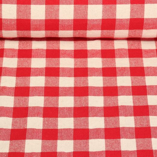 Baumwolle Webware - Küchentuch Karo Beige Rot