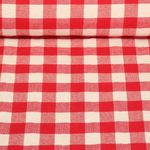 Tissu coton - Torchon de cuisine Carreaux Beige Rouge