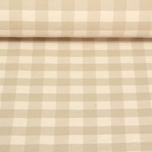 Tissu coton - Torchon de cuisine Carreaux Beige naturel