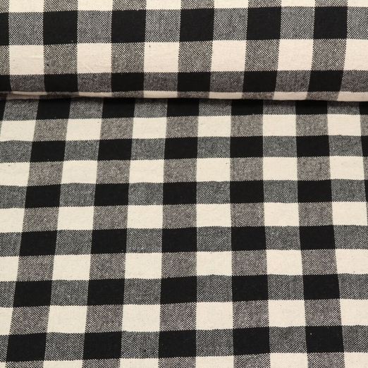 Baumwolle Webware - Küchentuch Karo Beige Schwarz