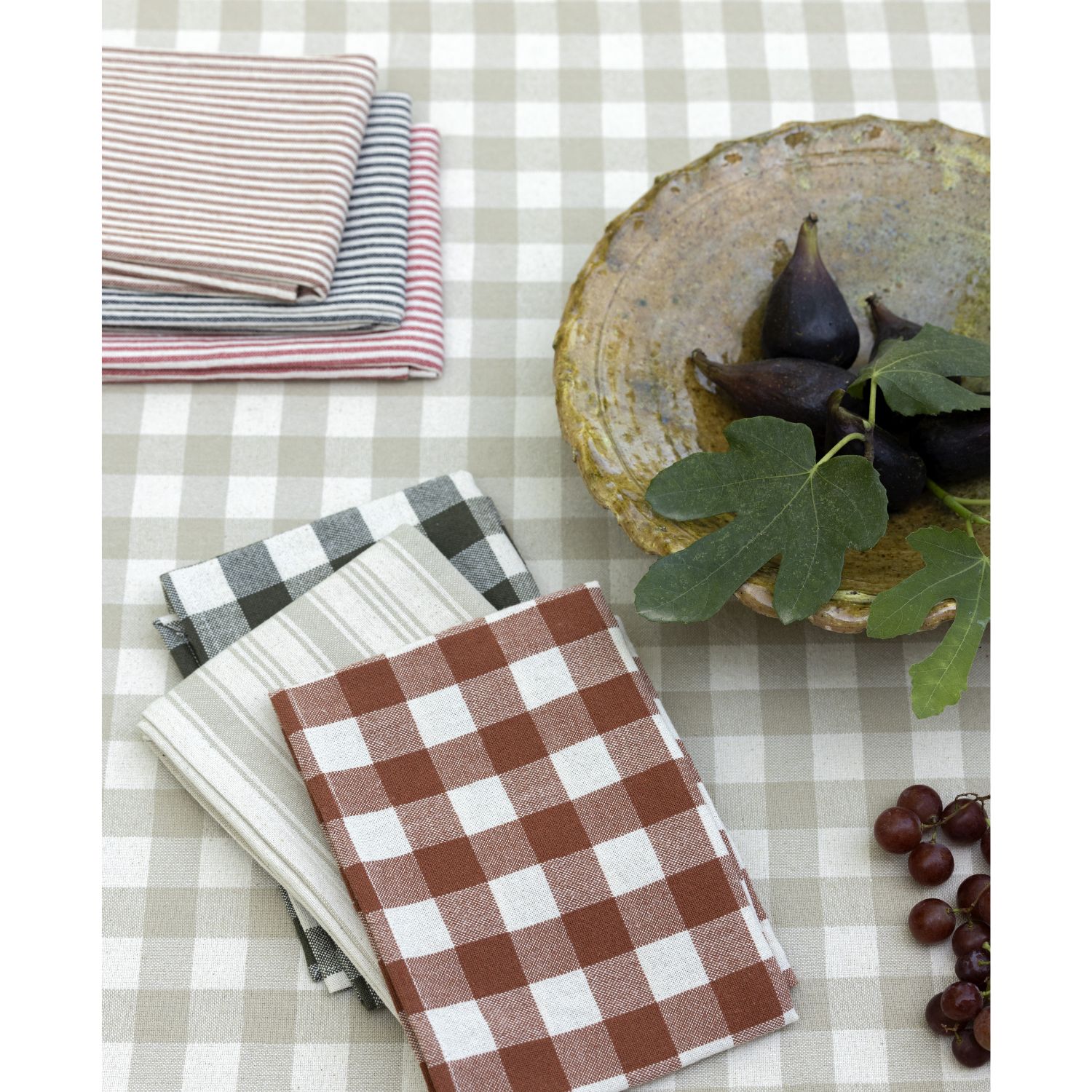 Baumwolle Webware - Küchentuch Karo Beige Rost-1 Baumwolle Webware - Küchentuch Karo Beige Rost-1
