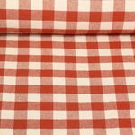 Tissu coton - Torchon de cuisine Carreaux Beige Rouille