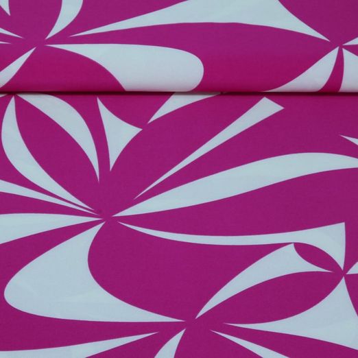 Blusen- und Kleiderstoff - Blüten XXL Stretch Fuchsia Ecru