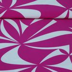 Tissu robe et blouse - Fleurs XXL Stretch Fuchsia Ecru