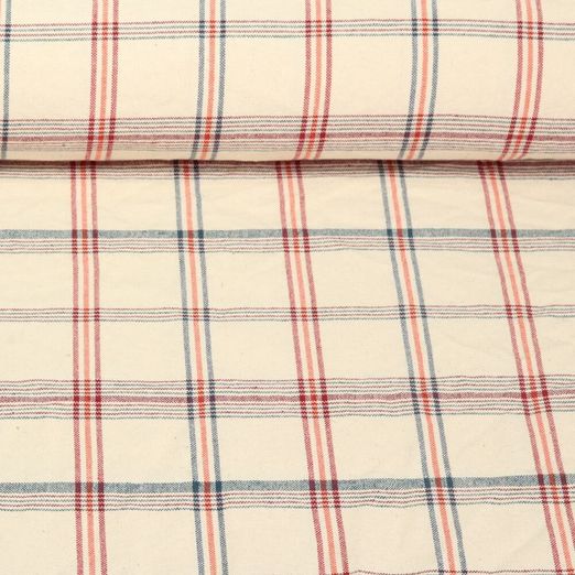 Tissu coton - Torchon de cuisine Carreaux Beige