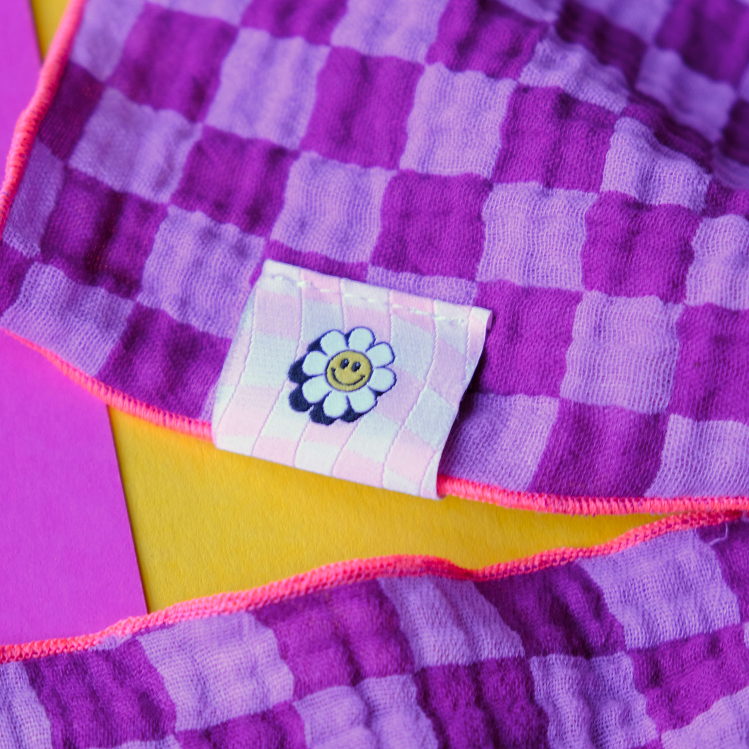 Webetikett - Checker Flower - 30 x 50mm-2 Webetikett - Checker Flower - 30 x 50mm-2