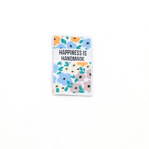 Etiquette tissée - Happiness - 30 x 50mm Etiquette tissée - Happiness - 30 x 50mm