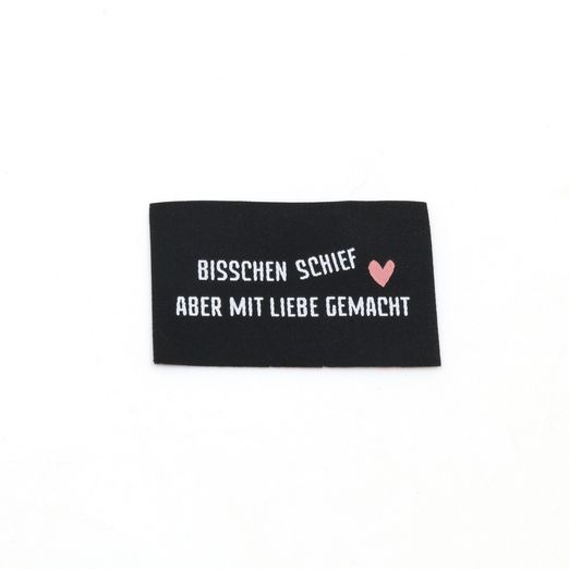 Webetikett - Bisschen schief - 57 x 38mm Webetikett - Bisschen schief - 57 x 38mm