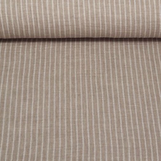 Baumwoll-Musselin - Double Gauze Streifen Sand 