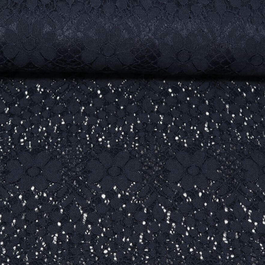 Tissu dentelle élastique Aurélia - Bleu marine Uni Tissu dentelle élastique Aurélia - Bleu marine Uni