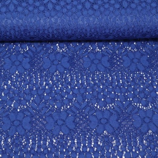 Spitzenstoff Aurelia - Uni Royalblau