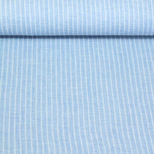 Baumwoll-Musselin - Double Gauze Streifen Hellblau