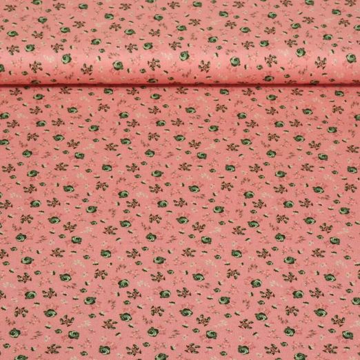 Popeline de coton - Petites roses Rose