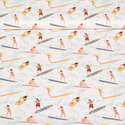 Popeline de coton - Sport et Surf Blanc