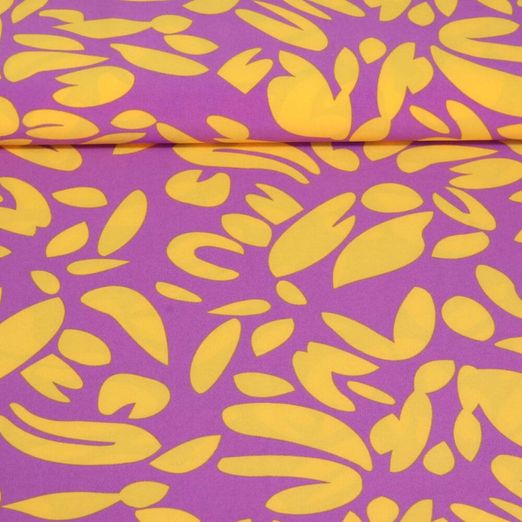 Tissu robes et blouses - Feuilles abstraites Violet