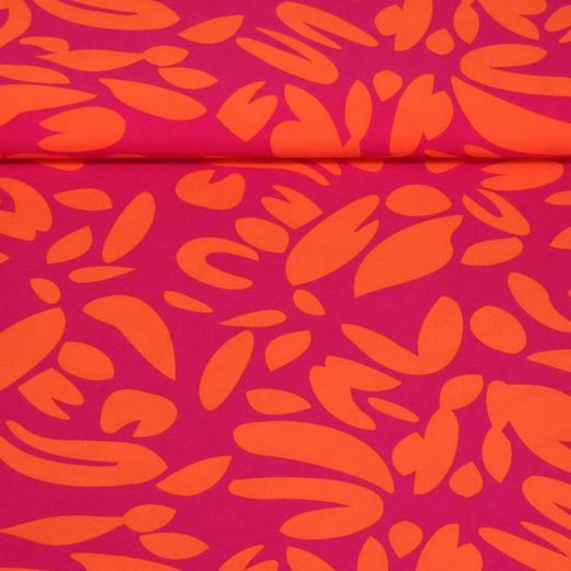 Blusen- und Kleiderstoff - Blätter Abstrakt Fuchsia