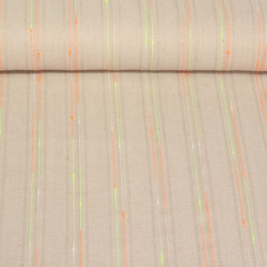 Tissu robes et blouses - Rayures fluos Sable