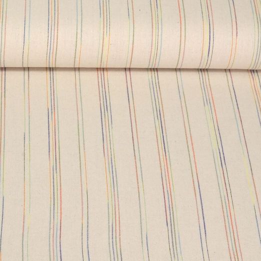 Tissu robes et blouses - Rayures colorées Naturel