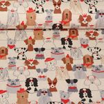 Toile canevas - Aspect lin Chiens à la mode Beige Gris