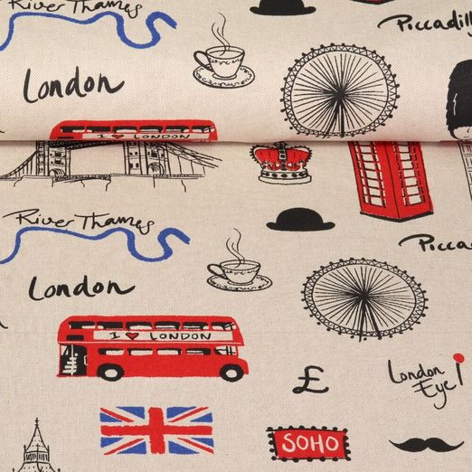 Toile canevas - Aspect lin Londres Beige Multicolore