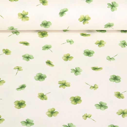 Toile canevas - Trèfles à quatre feuilles Ecru Vert