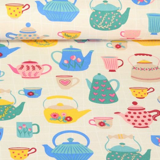 Toile canevas - Théières colorées Beige